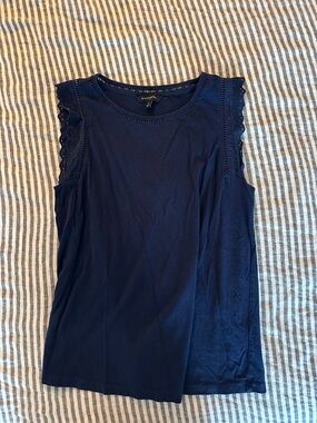 Banana Republic Lace Trim Sleeveless Top - Navy